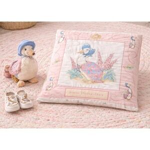 VTG Handmade Beatrix Potter Quillow Baby Blanket Quilt Peter Rabbit Mice Duck